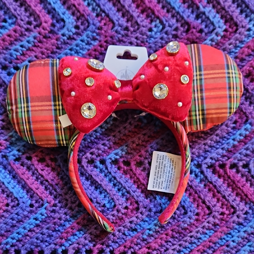 Disney Red Plaid Minnie Mouse Ears Headband